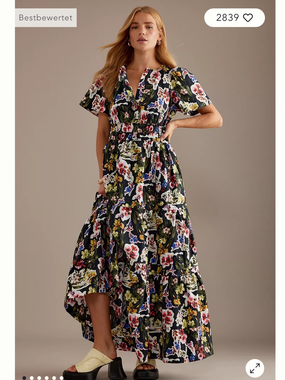 NWT Anthropologie size 2X The Somerset maxi dress in black floral